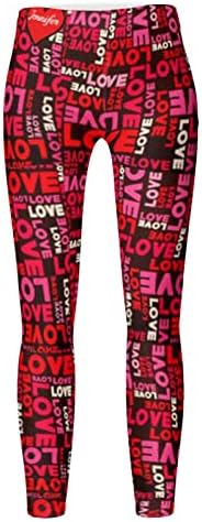 IIUS Dia dos Namorados Leggings Mulheres lábios Imprima a cintura alta executando leggings de ioga calças esportivas