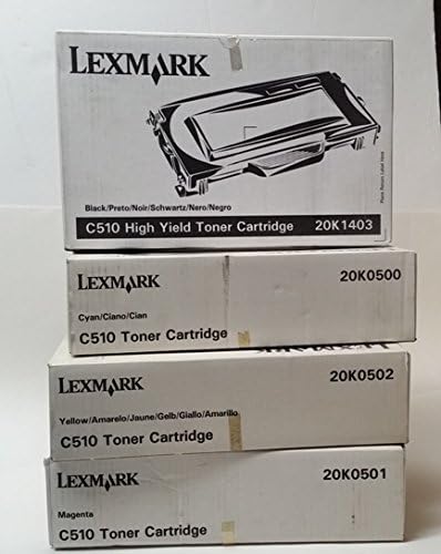 LEX C510 Conjunto de toner 20K0500 20K0501 20K0502 Rendimento padrão e 20K1403 Cartucho de toner