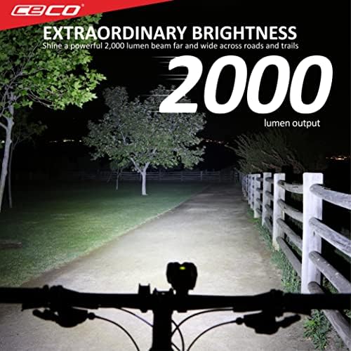 CECO-USA: 2.000 lúmen Luz de bicicleta recarregável USB-resistente à prova d'água e resistente à água resistente e de impacto resistente a FL1-Farol de bicicleta F2000 super brilhante-para passageiros, ciclistas de estrada e ciclistas de montanha
