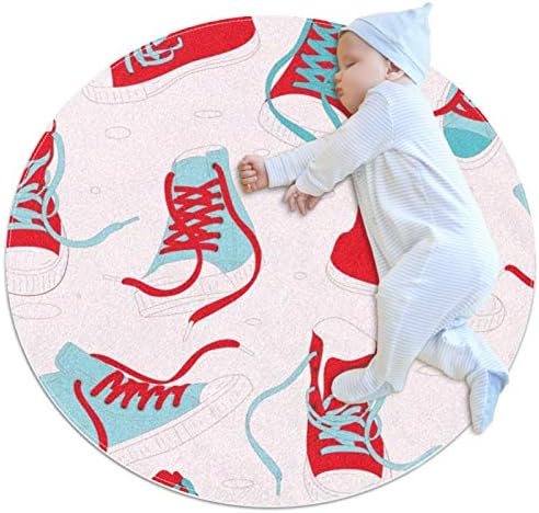 Kids Carpet Playmat Rastrelling Tapetes para bebê, padrão de cano de sapatilhas para crianças garotas