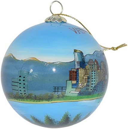 Ornamento de Natal de vidro pintado à mão - horizonte de Vancouver
