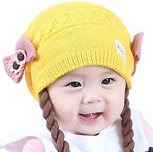 Imleck criança garotas infantis fofas malha de inverno macio chapéu de peruca quente com forro de algodão
