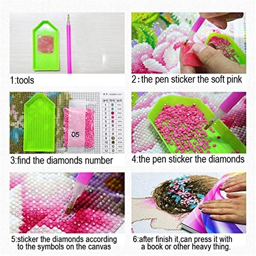 Pintura de diamante grande por kits de pássaro rosa por números, DIY 5D Diamond Diamond Square Praça