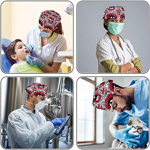 Limpeza de tampas com botões Capa de cabelo Turbano Caps de turbão Trabalho HATS de enfermagem Clínica de animais