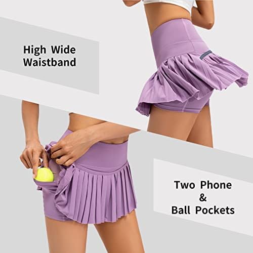 Xnmaya Mulheres plissadas saia de tênis de alta cintura de cintura atlética Skort mini saias