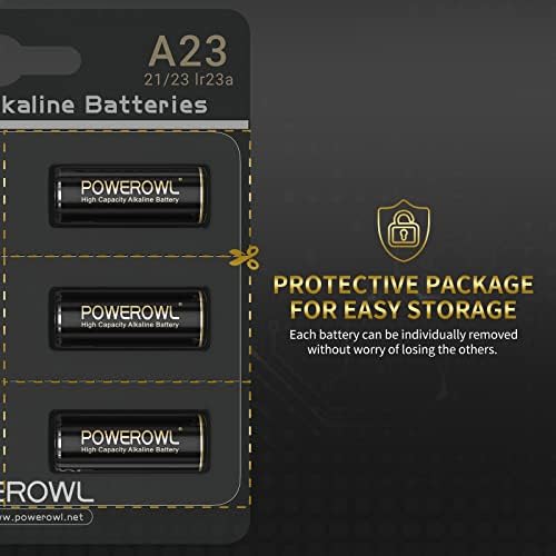 PowerOwl de alta capacidade A23 Baterias 6 Pacote, Alcalina Premium 23A 12V Bateria
