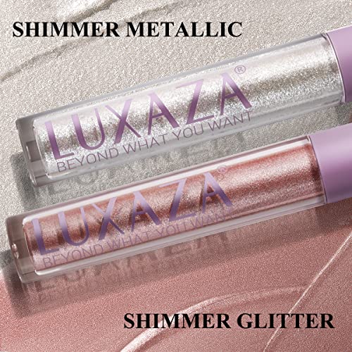 Luxaza 5pcs Liquid Eyeshadow Conjunto, Shimmer & Metallic Glitter Eyeshadow, altamente pigmentada MAGUE DURO DO LIME