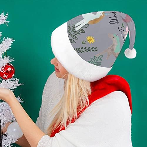 Unicorn Clipart Plush Chattle Hat de Chapéus de Papai Noel e Bom Papaine com borda de pelúcia e Decoração de