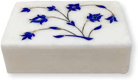Organizador da caixa de jóias de mármore Hashcart® - caixa de bugigangas decorativas - Design floral esculpido