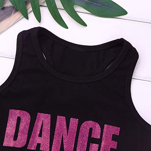 Aiihoo infantil garotas esportivo hip hop jazz dançando fitness executar letras de blusa impressas pilotos traseiros top