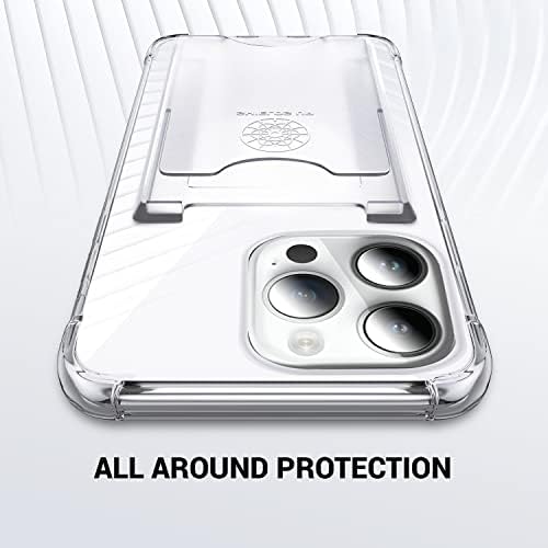 Shields Up projetado para iPhone 14 Pro Case, Caixa de carteira minimalista com titular de cartão