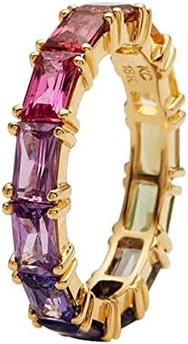 Casamento e engajamento Anéis multi -colorido de zircão feminino jóias de moda simples acessórios populares