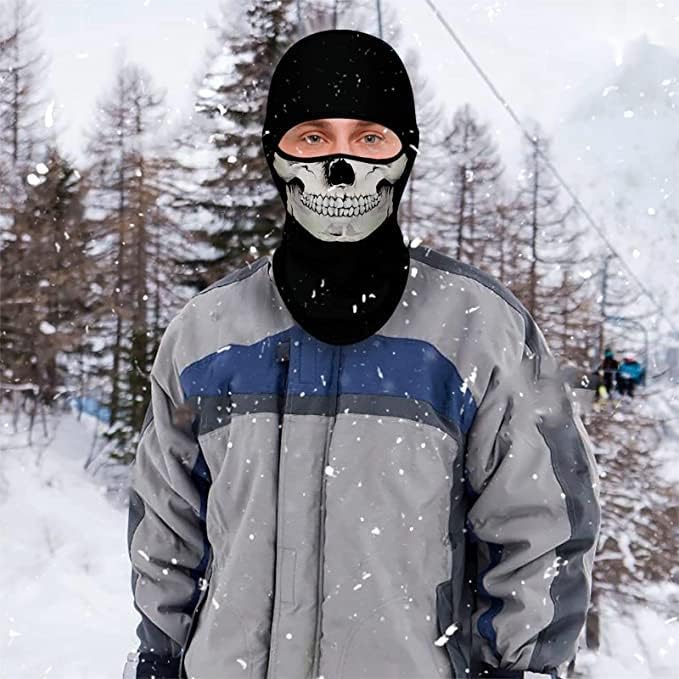 Balaclava preta Fantasmas Máscara de face completa, máscara de esqui à prova de vento máscara de motocicleta