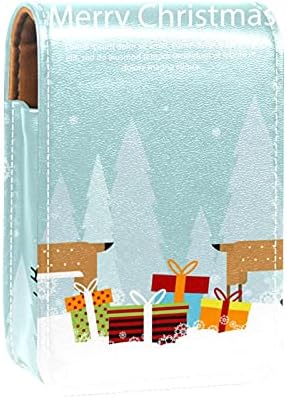 Caixa de batom com espelho veado feliz natal lip brighsher portátil batom caixa de armazenamento de viagem