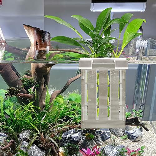 Planta de aquário pendurada lesolar - Potão de planta aquática plástica com três tamanhos diferentes de ganchos,