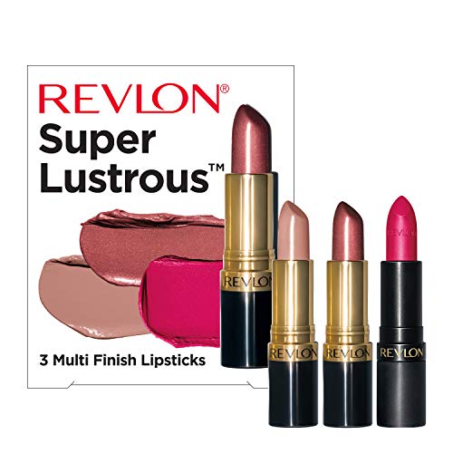 Lipstick definido por Revlon, conjunto de presentes super lustrosos de 3 peças, alto impacto, multifinância em creme, pérola e fosco, pacote de 3
