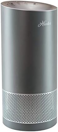 Hunter HP400 Round Tower Air Purifier para salas pequenas apresenta pré-filtro de ecossilver,