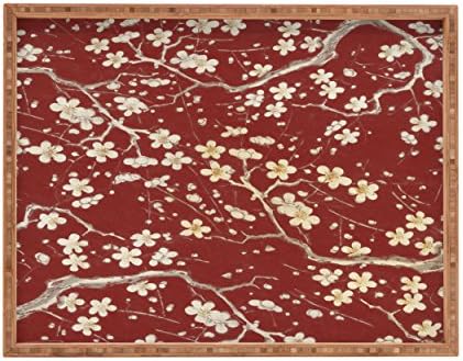 Desenhos negativos Belle13 Sakura Cherry floresce bandeja retangular interna/externa, 14 x 18