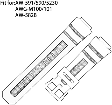 uemoh resina natural tpu watch bands compatíveis com casio g-shock awg-m100 awg-m101 awr-m100 aw590