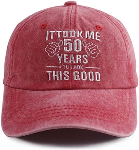GssSpvii Levei 50 anos para olhar esse bom chapéu para homens, bordados engraçados de bordado de 50º aniversário
